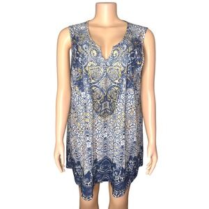 Catherines Women's Tunic Sleeveless VNeck Boho Chic Paisley Blouse Size 2X 22/24